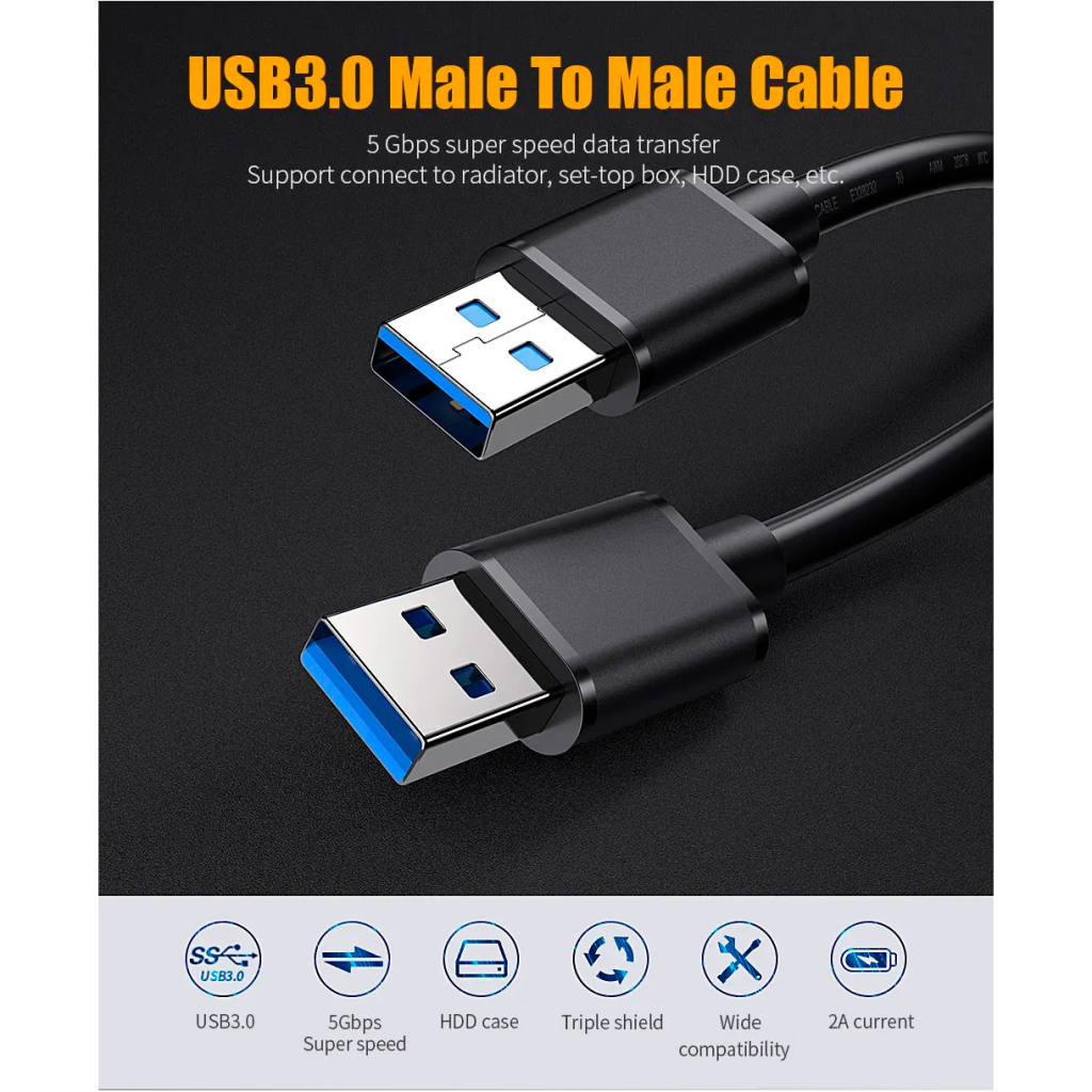 Дата кабель USB 3.0 AM/AM 2.0m 5Gbps black Essager (EXCAA-YTD01) Дата кабель USB 3.0 AM/AM 2.0m 5Gbps black Essager (EXCAA-YTD01)