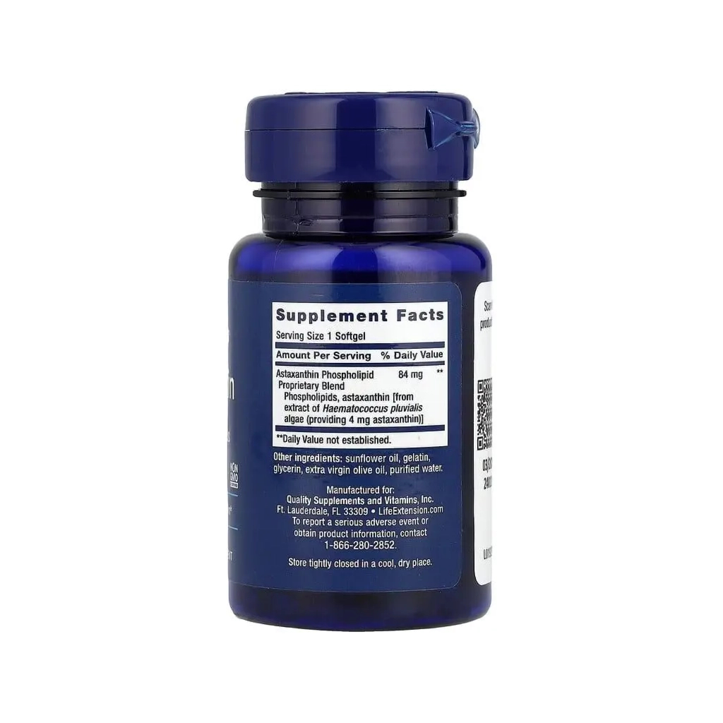 Вітамінно-мінеральний комплекс Life Extension Астаксантин з фосфоліпідами, 4 мг, Astaxanthin with Phospholipids, 30 г (LEX-19233)
