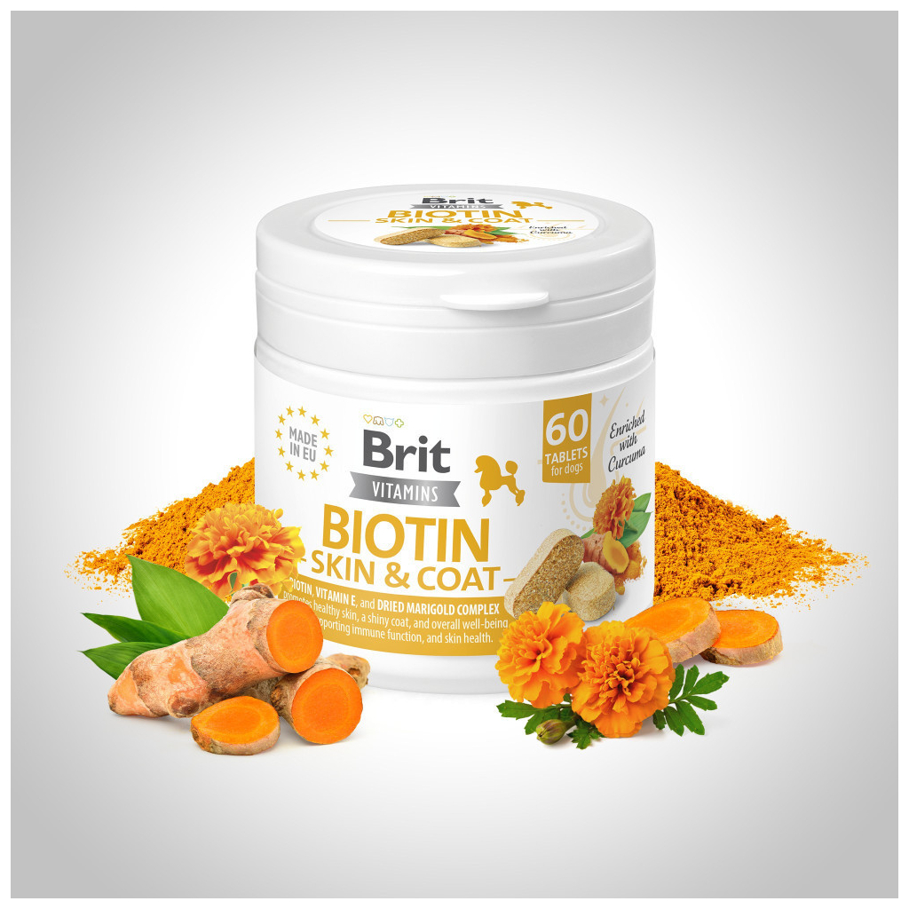 Вітаміни для собак Brit Vitamins Biotin Skin & Coat Care для шкіри та шерсті 60 таблеток (8595602571642)