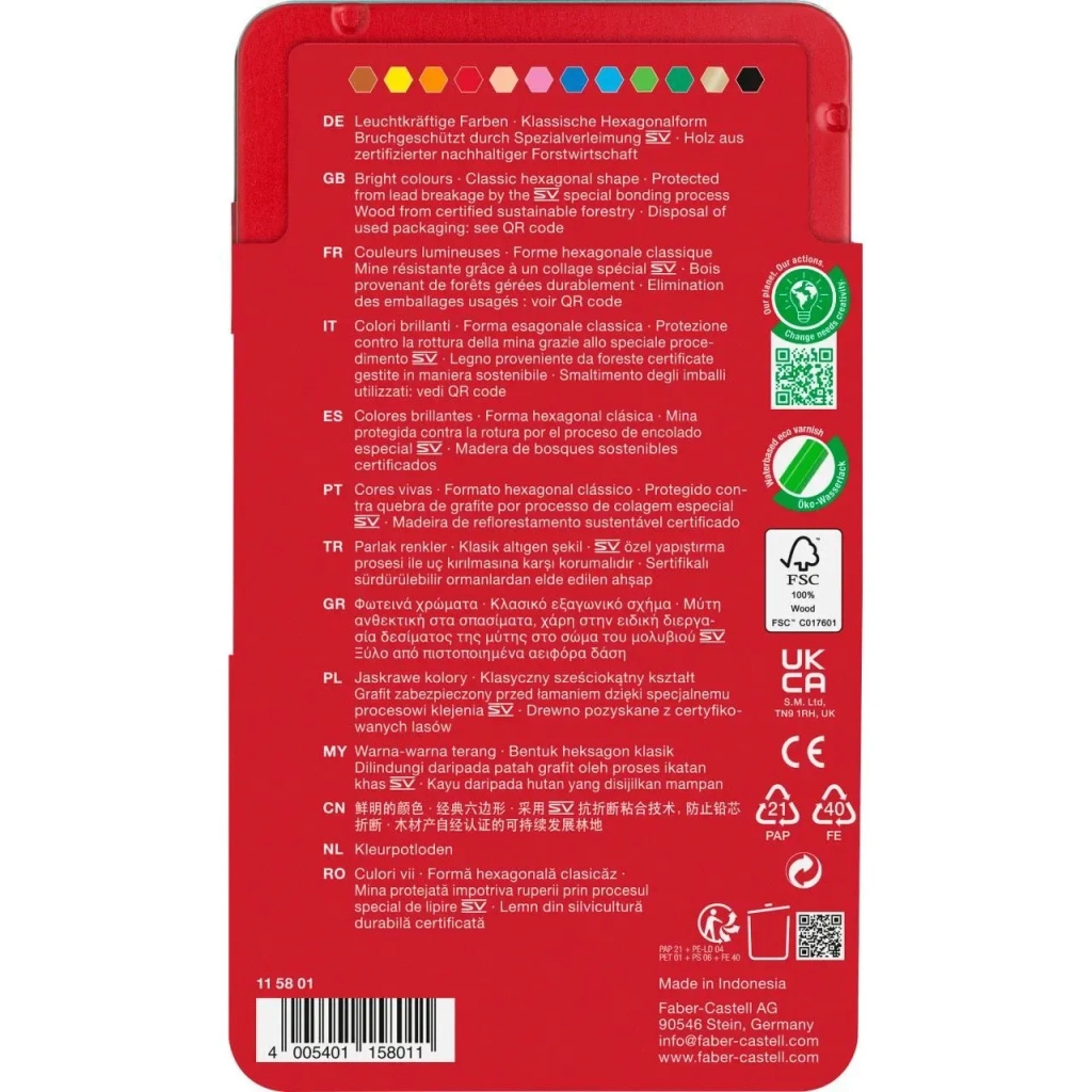 Олівці кольорові Faber-Castell Window Замок, металева коробка, 12 кольорів (115801) (27984)