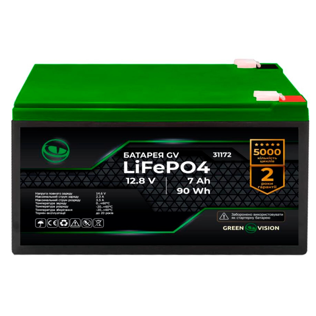 Батарея LiFePo4 Greenvision 12.8V - 7Ah (31172) Батарея LiFePo4 Greenvision 12.8V - 7Ah (31172)