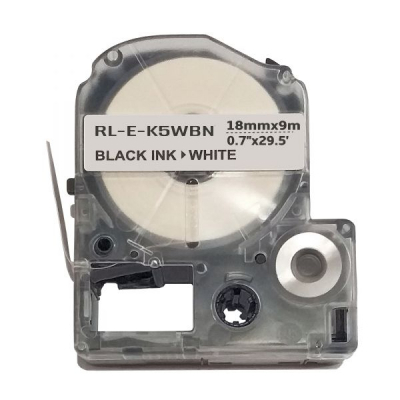 Label printer tape UKRMARK RL-E-K5WBN-BK/WT, analog LK5WRN. 18 mm x 9 m (CELK5WBN)