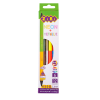 Colored pencils ZiBi Kids line Neon+Metallic, 6 pcs. 12 colors (ZB.2465)