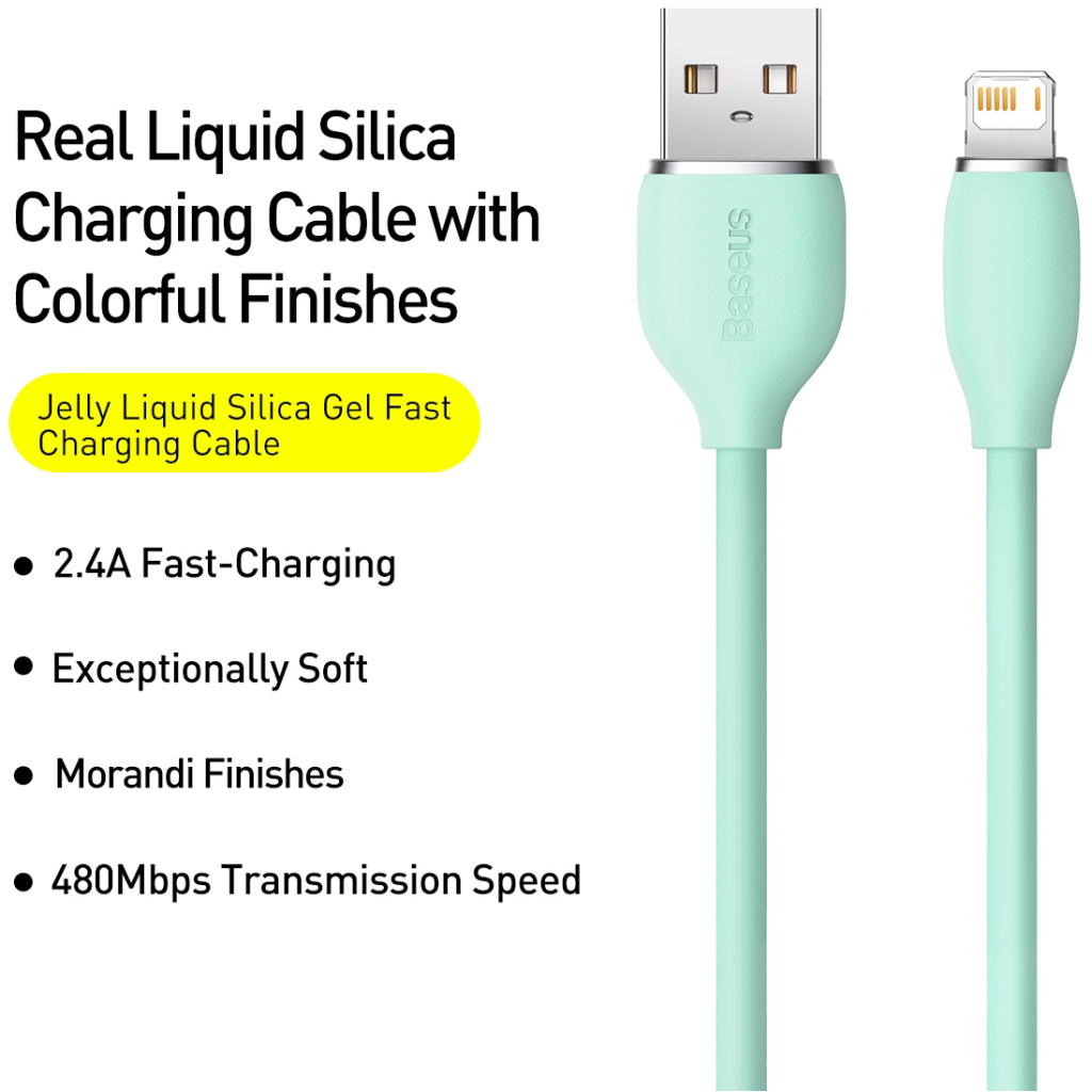 Дата кабель USB 2.0 AM to Lightning 2.0m 2.4A Jelly Liquid Silica Gel Green Baseus (CAGD000106) Дата кабель USB 2.0 AM to Lightning 2.0m 2.4A Jelly Liquid Silica Gel Green Baseus (CAGD000106)