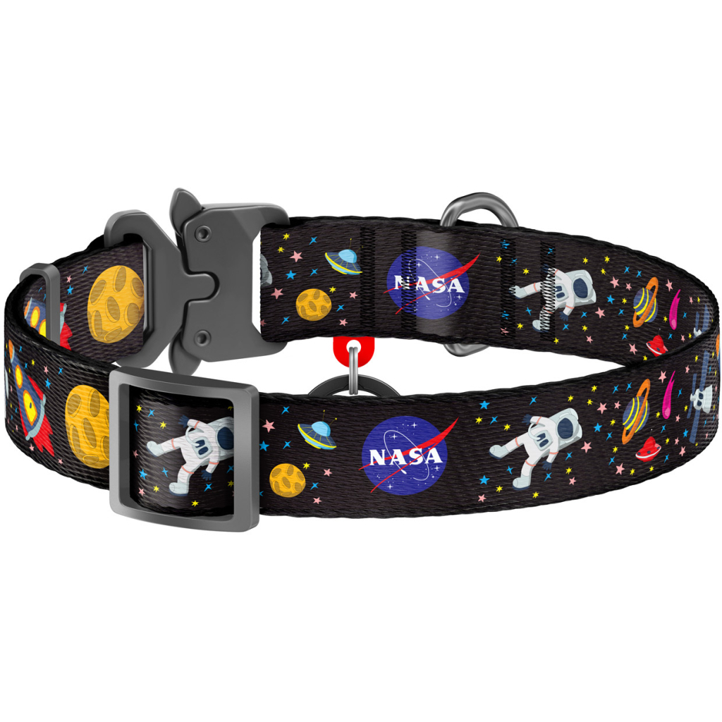 Нашийник для тварин WAUDOG Nylon з QR паспортом NASA металічна пряжка-фастекс L (5121)