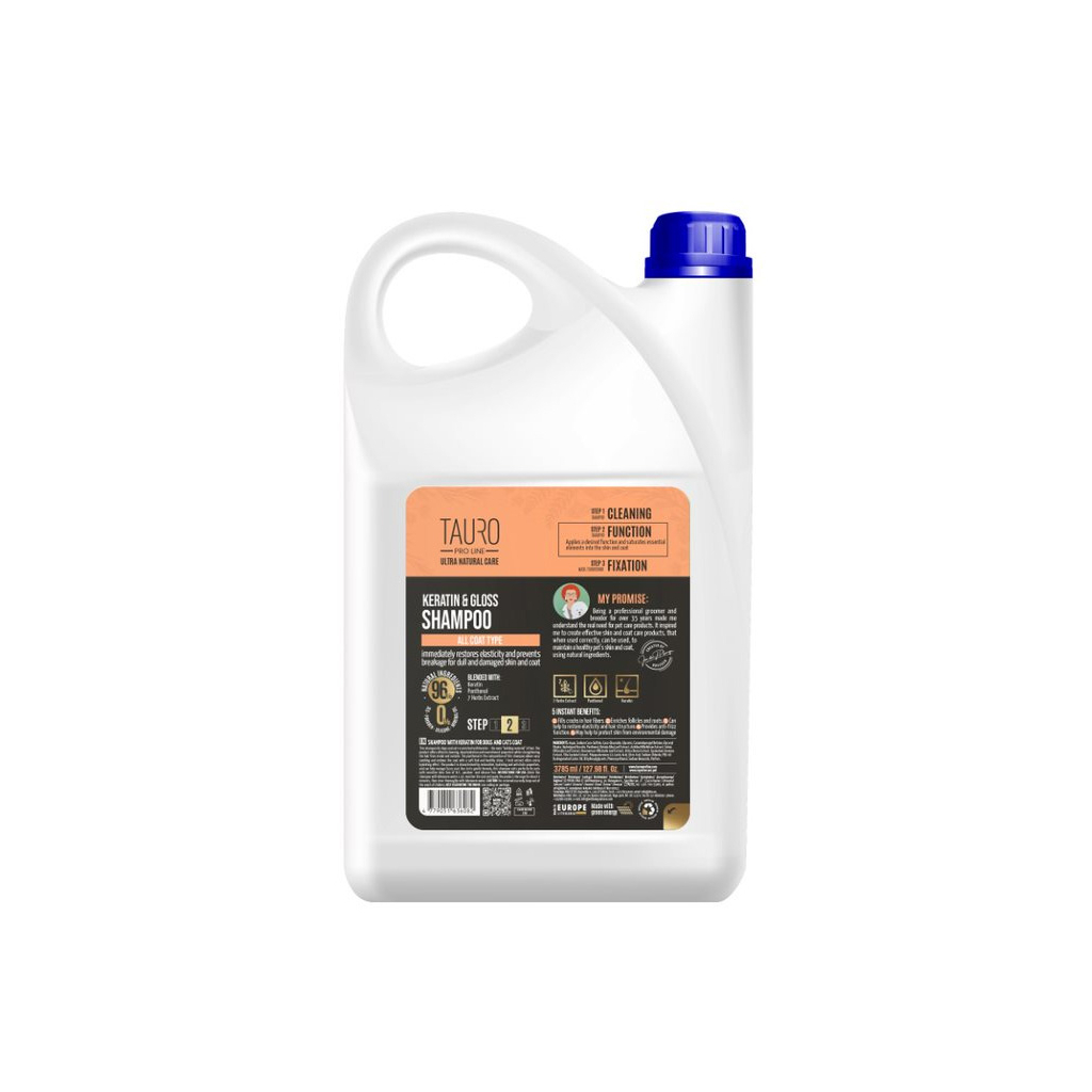 Шампунь для тварин Tauro Pro Line Ultra Natural Care Keratin & Gloss 3785 мл (TPL63608)