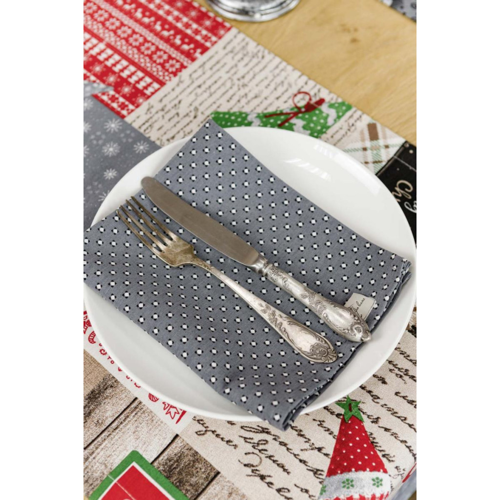 Серветка на стіл Прованс Merry Christmas сіра 35x45 см (4823093448780)