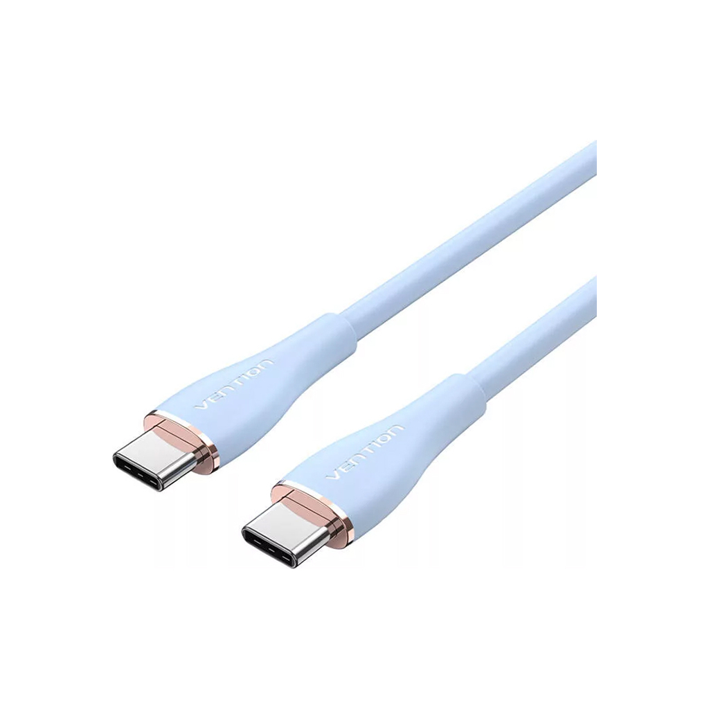 Дата кабель USB-C to USB-C 1.0m USB2.0 100W (20V/5A) Light Blue Silicone Vention (TAWSF)