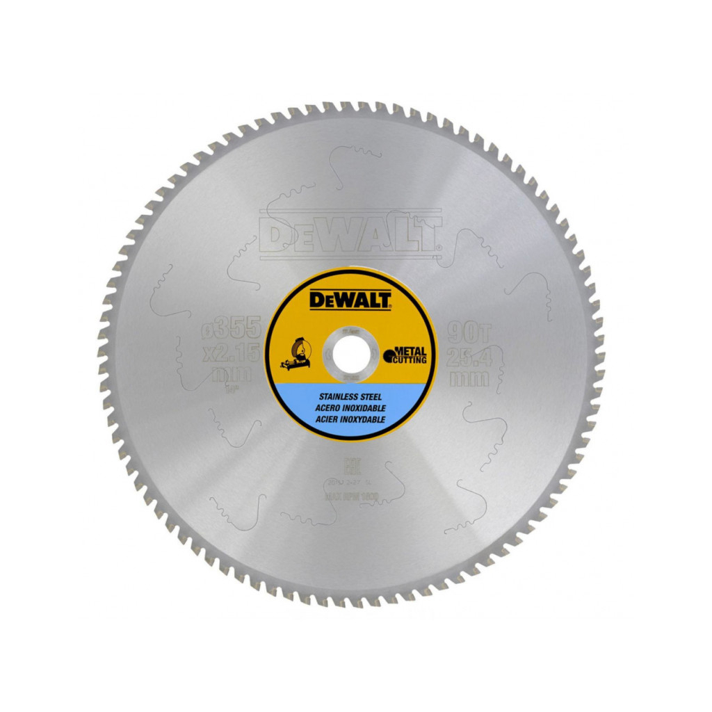 Диск пильний DeWALT METAL CUTTING , 355 х 25.4 мм, 90 z, MTCG+R, 10 град, (DT1922)