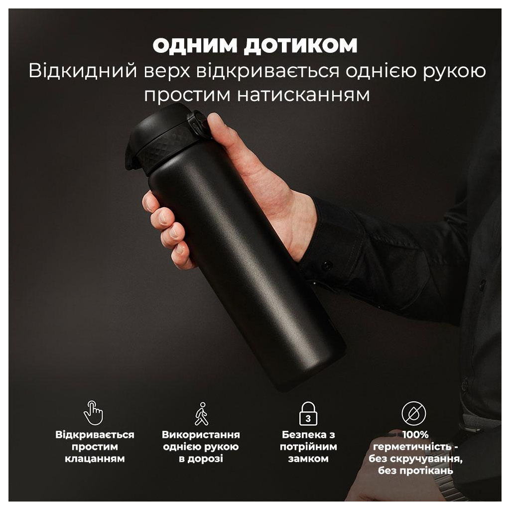 Пляшка для води ION8 OneTouch Vacuum Insulated 920 мл Black (I8TS1000BLK)