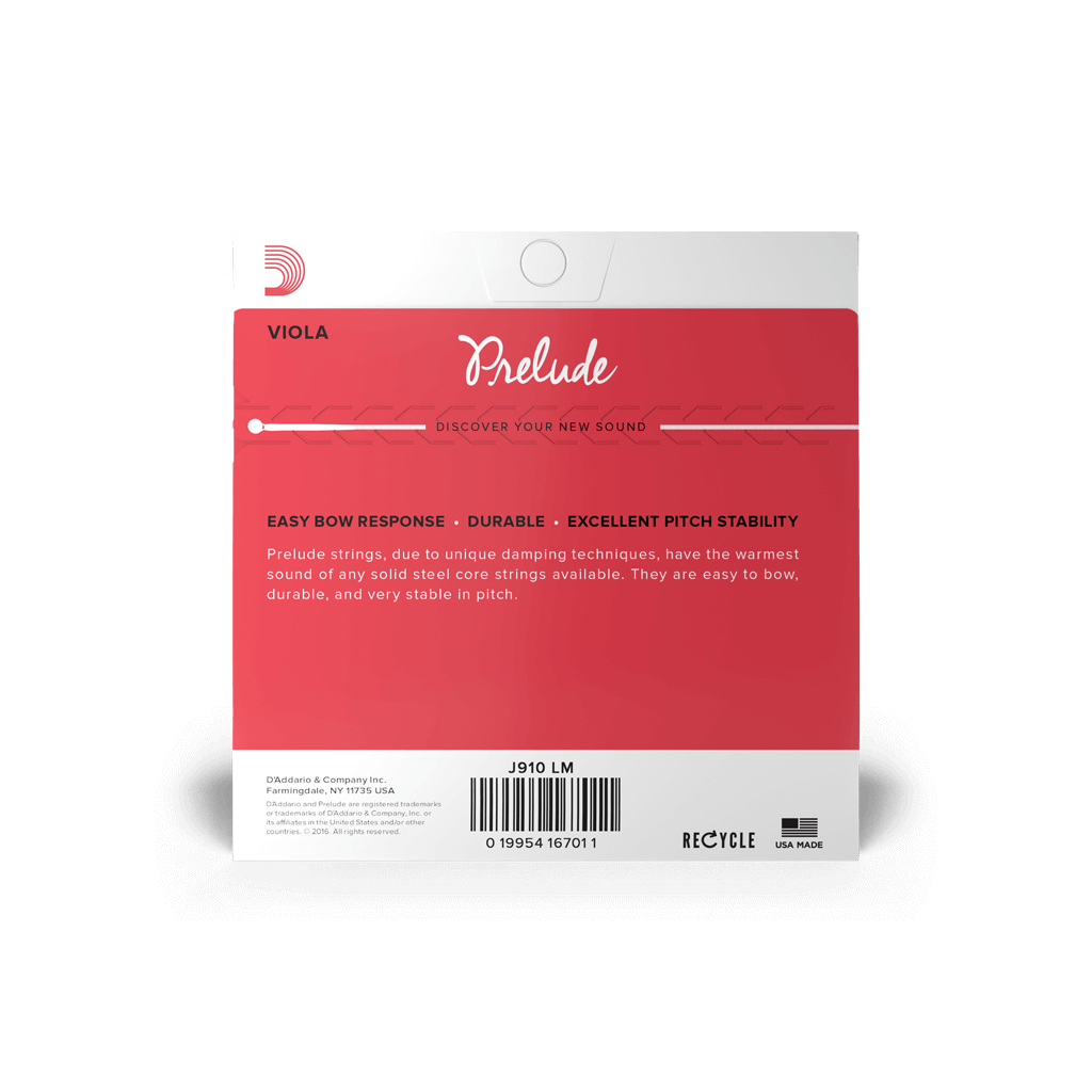 Струни для альта D'Addario Prelude Viola String Set Long Scale Medium Tension (J910 LM)