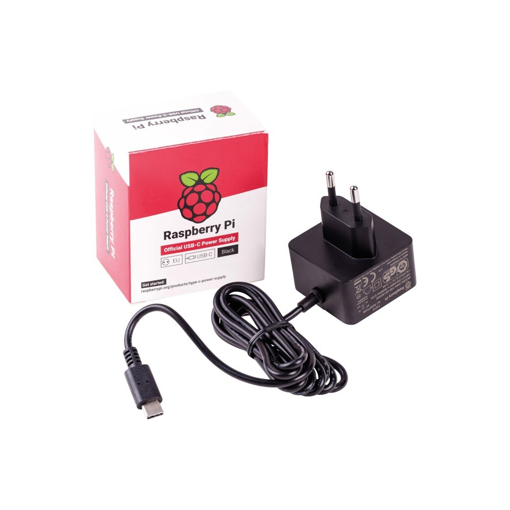 Блок живлення для Мікро ПК Raspberry Pi для Raspberry Pi 4 5В/3А USB-C чорний (SC0754)