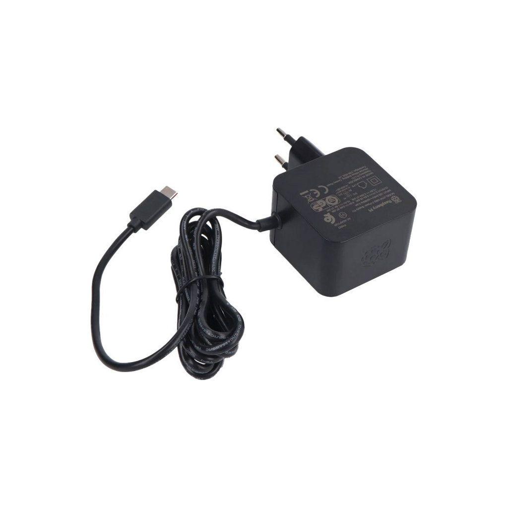 Блок живлення для Мікро ПК Raspberry Pi для Raspberry Pi 4 5В/3А USB-C чорний (SC0754)