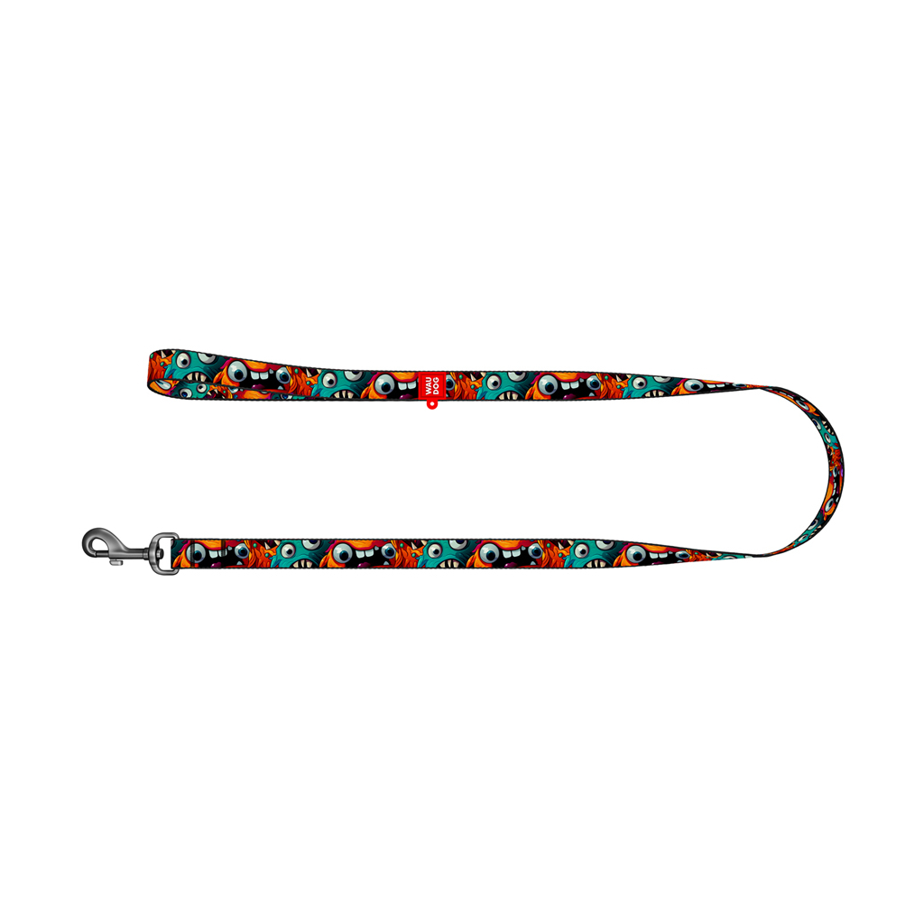 Повідець для собак WAUDOG Nylon "Зубасті монстри" L-XXL Ш 25 мм Д 300 см (762-4048)