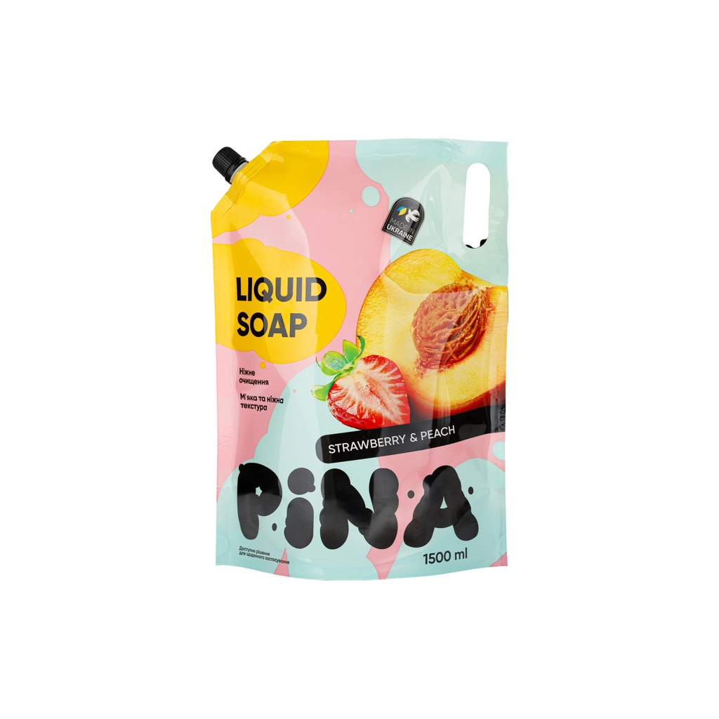 Рідке мило Pina Strawberry and peach Дой-пак 1500 мл (4820287020425)