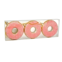 Ялинкова іграшка Chomik пластикові Пончики 3 шт, 8см, рожеві (5901292677169_3)