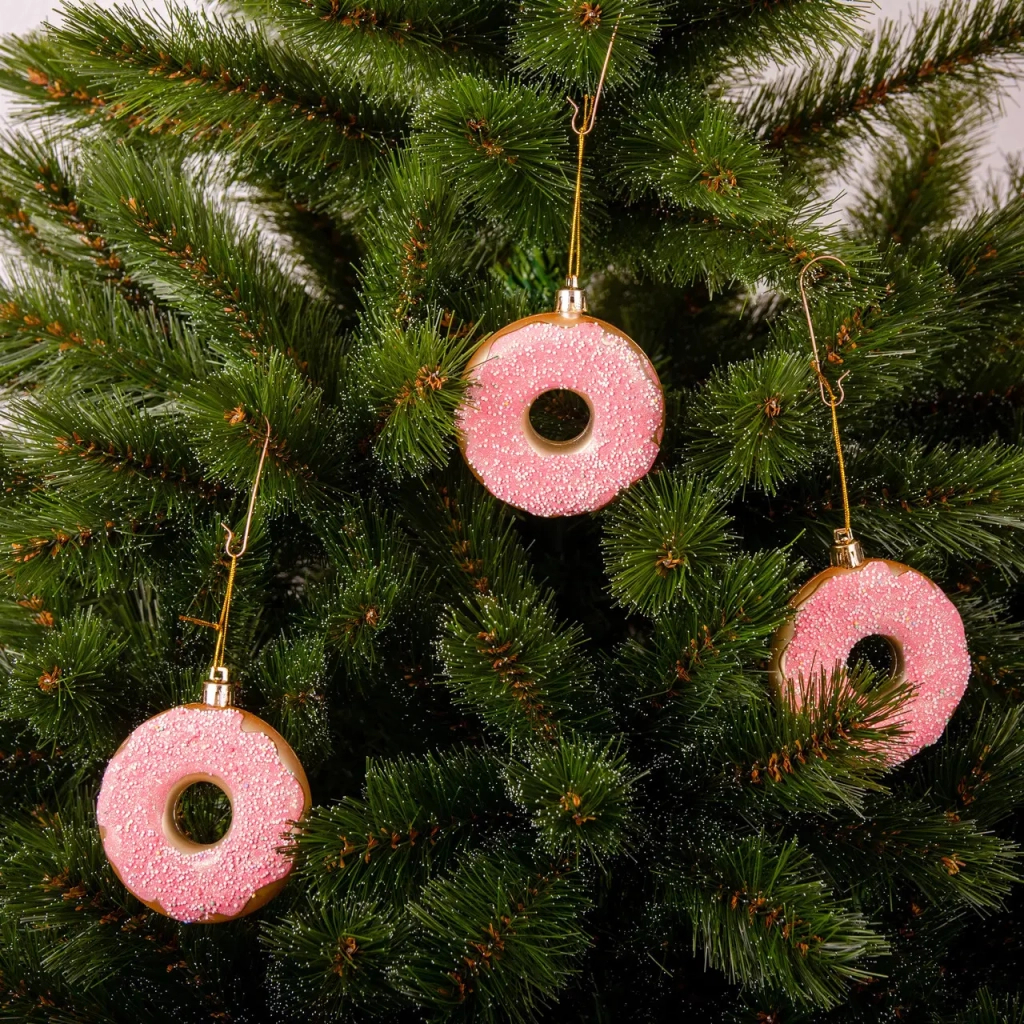 Ялинкова іграшка Chomik пластикові Пончики 3 шт, 8см, рожеві (5901292677169_3)