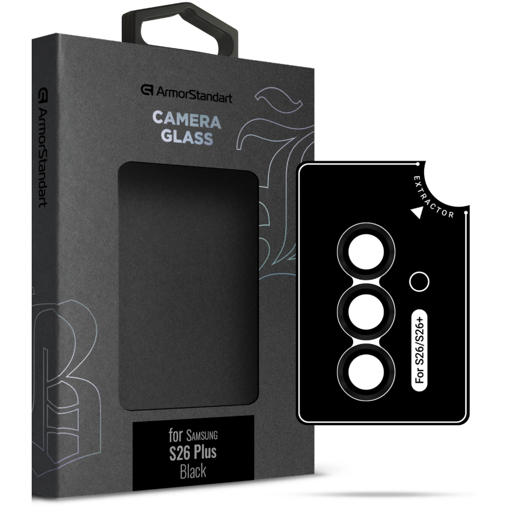 Скло захисне Armorstandart Supreme BI camera Samsung S26 Plus Black (ARM90422) Скло захисне Armorstandart Supreme BI camera Samsung S26 Plus Black (ARM90422)