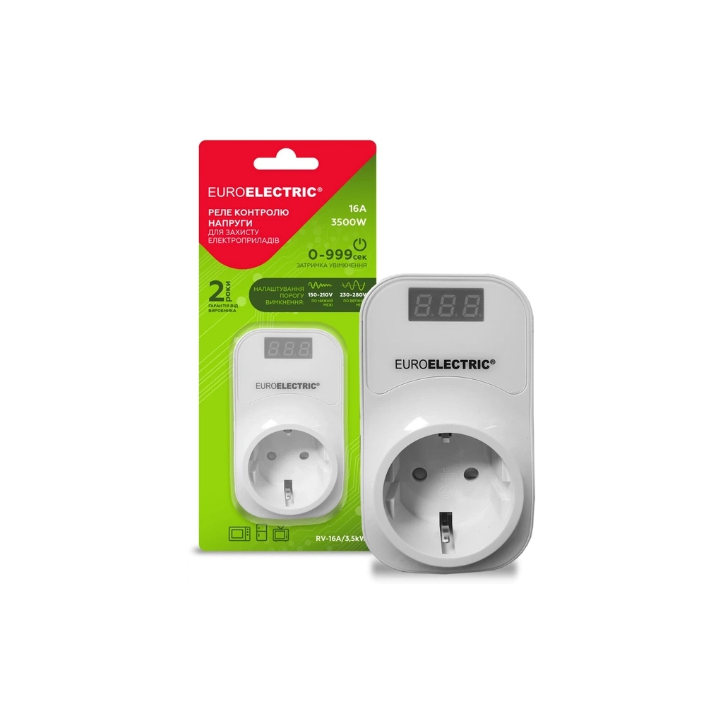 Реле напруги EUROELECTRIC 16А 3.5kW 150V-210V 230V-280V (RV-16A/3,5kW) Реле напруги EUROELECTRIC 16А 3.5kW 150V-210V 230V-280V (RV-16A/3,5kW)