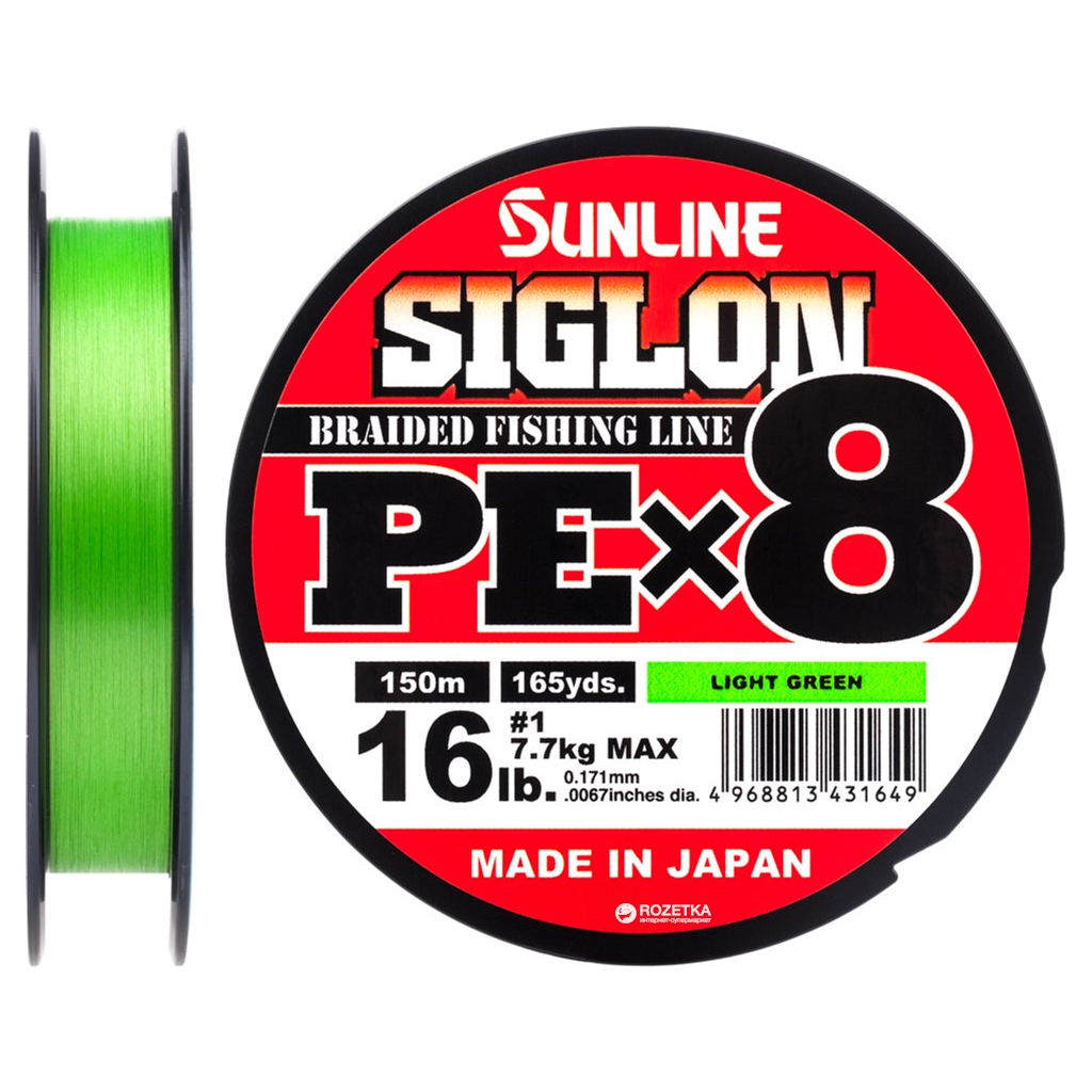 Шнур Sunline Siglon PE х8 150m 1.0/0.171mm 16lb/7.7kg Light Green (1658.09.65) Шнур Sunline Siglon PE х8 150m 1.0/0.171mm 16lb/7.7kg Light Green (1658.09.65)