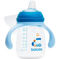 Baboo non-spill drinking bottle with silicone spout, 260 ml, 6+ months (Transporti / blue) (8-121)