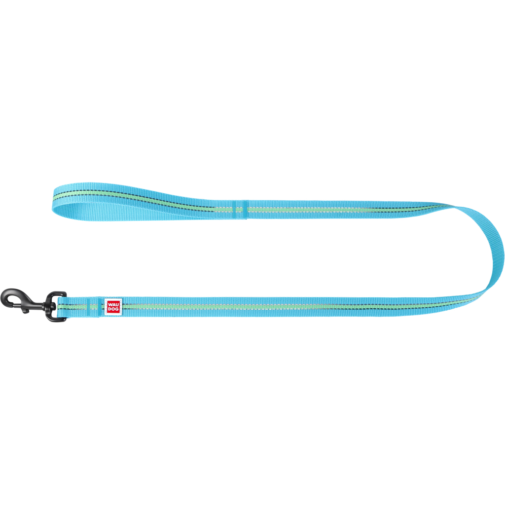 Повідець для собак WAUDOG Nylon світонакоплювальний M Ш 20 блакитний (45742)