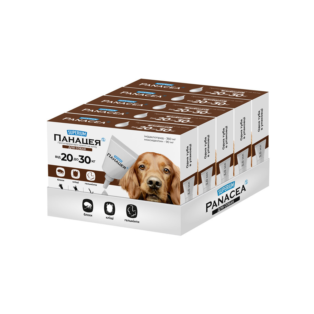 Краплі для тварин Superium Панацея Протипаразитарні для собак 20-30 кг (9144)