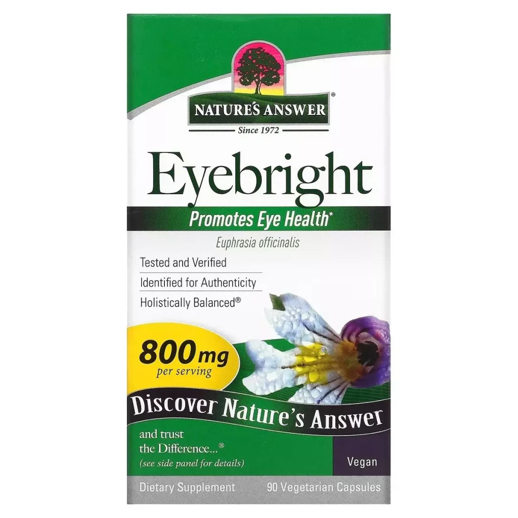 Трави Nature's Answer Очанка для очей, 800 мг, Eyebright, 90 вегетаріанських капсул (NTA-16210)