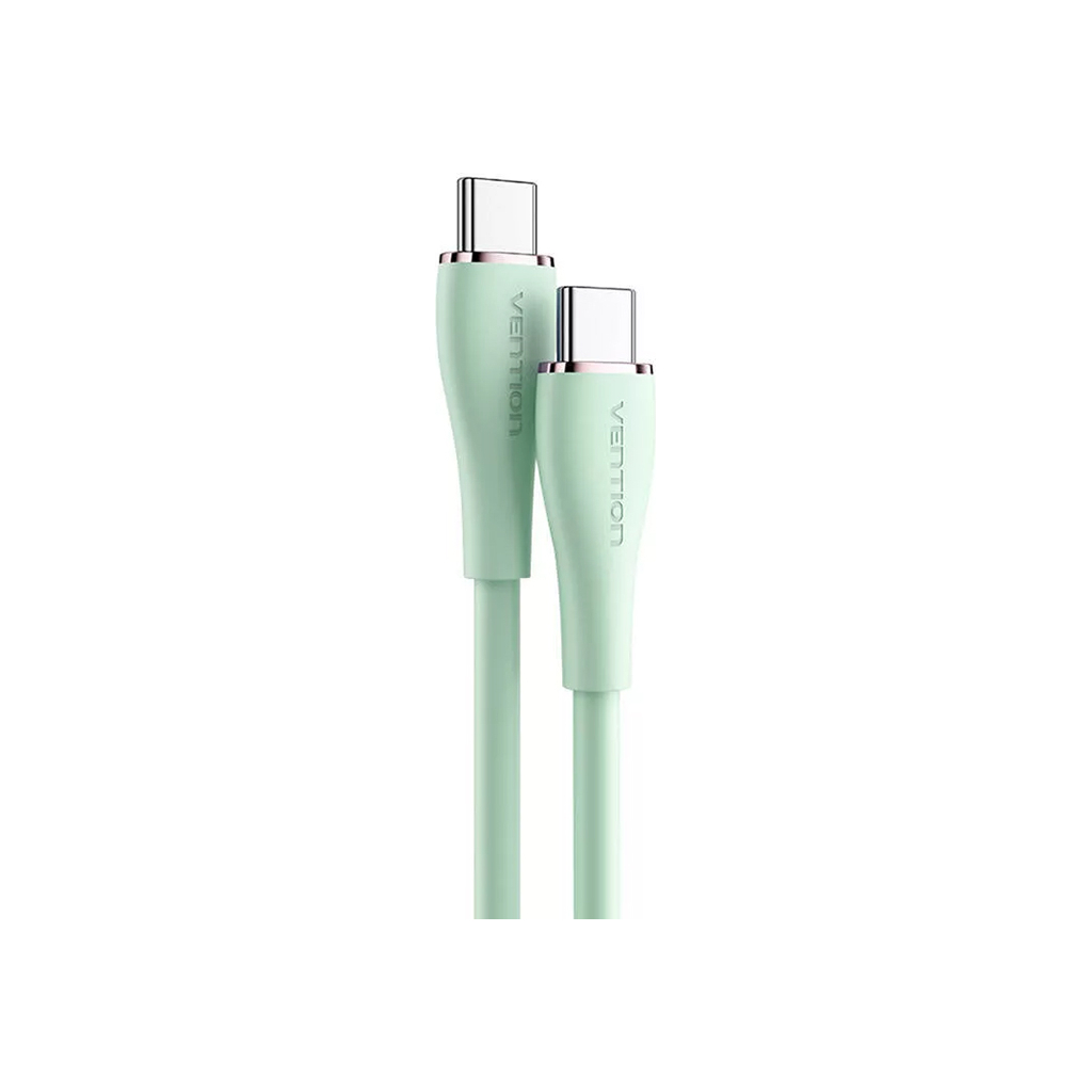 Дата кабель USB-C to USB-C 1.0m USB2.0 100W (20V/5A) Light Green Silicone Vention (TAWGF)