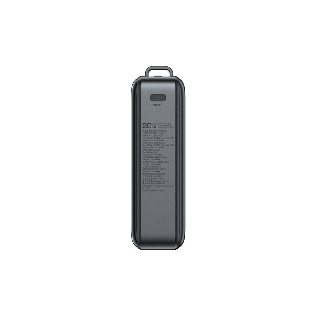 Повербанк Acefast 20000mAh 67W PD/3.0, 20В/3.35A Type-C, USB-A, with cable, Li-ion M4 Black (6974316282723)