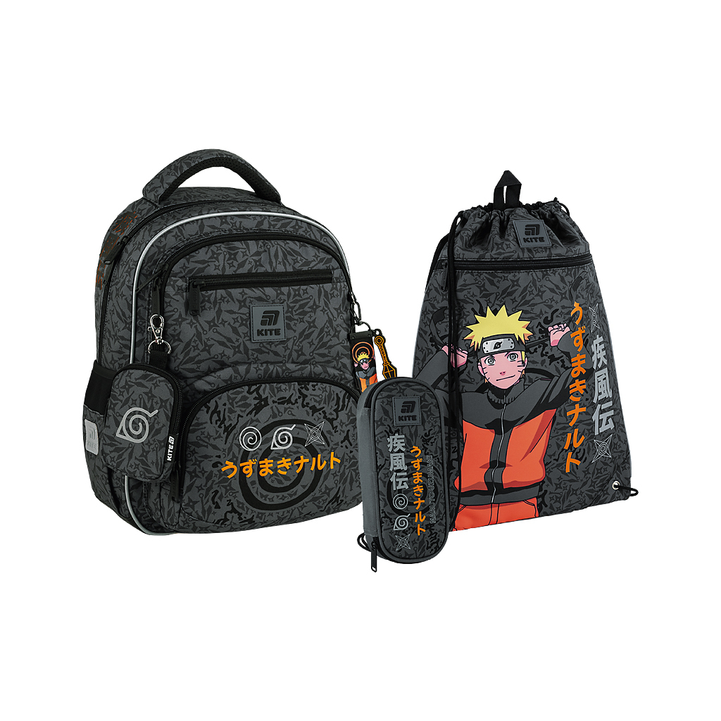 Шкільний набір Kite Education Naruto Shippuden 773 (рюкзак + пенал + сумка для взуття) (SET_NR25-773M)
