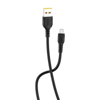 Дата кабель USB 2.0 AM to Micro 5P 1.0m 2.4A silicone black Denmen (D06V-BK)