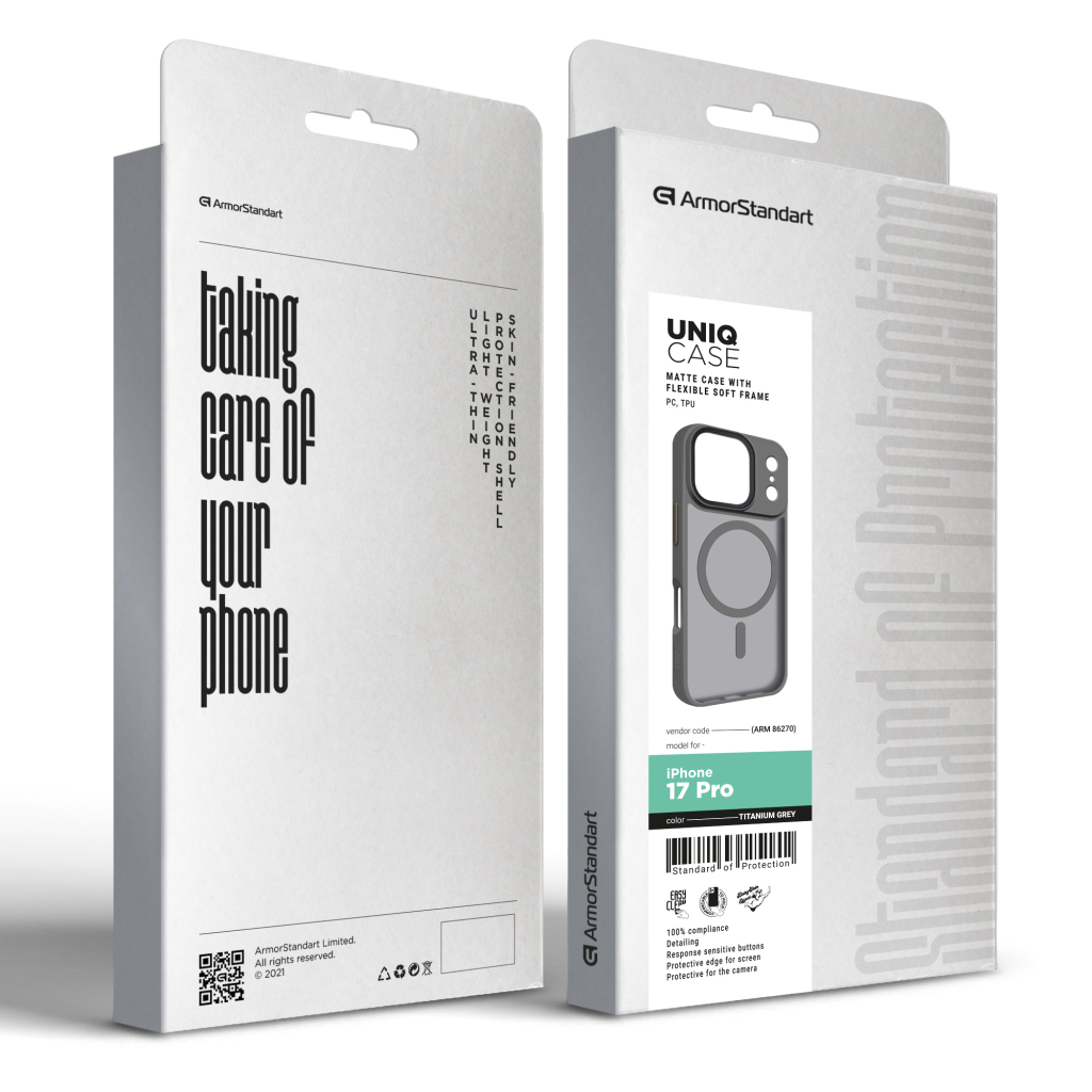 Чохол до мобільного телефона Armorstandart Uniq MagCase Apple iPhone 17 Pro Titanium Grey (ARM86270)
