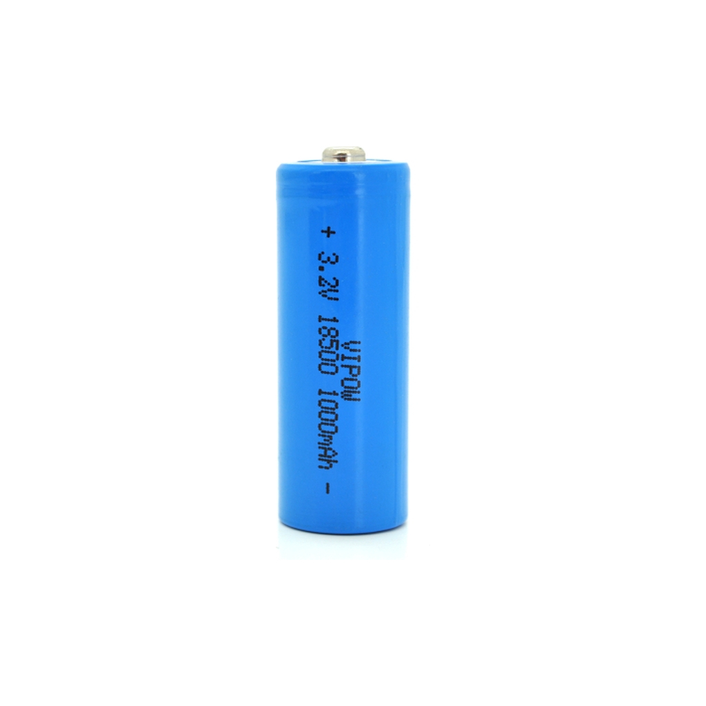 Акумулятор 18500 1000mAh, LiFePO4, TipTop, 3.2V, Blue Vipow (IFR18500-600mAhTT)