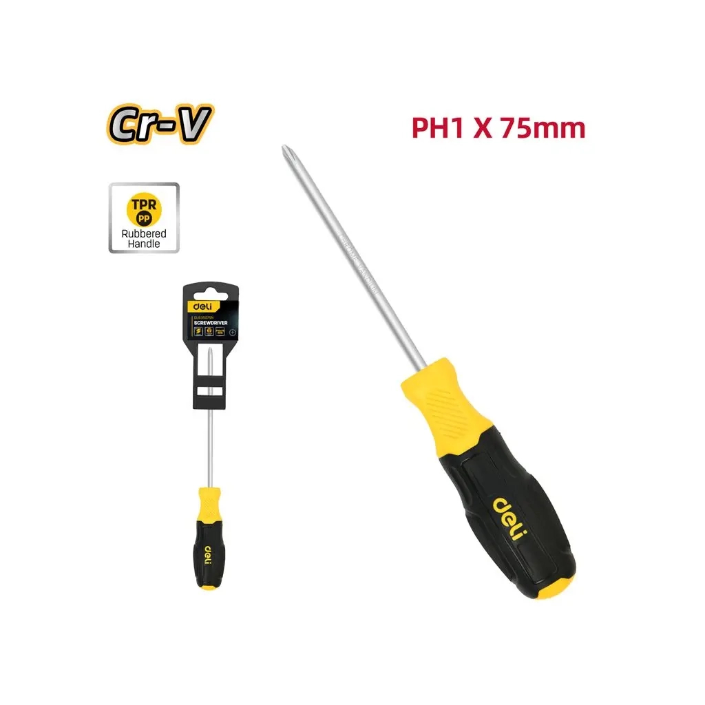 Викрутка Deli PH1 x 75 мм (EDL635075N) Викрутка Deli PH1 x 75 мм (EDL635075N)