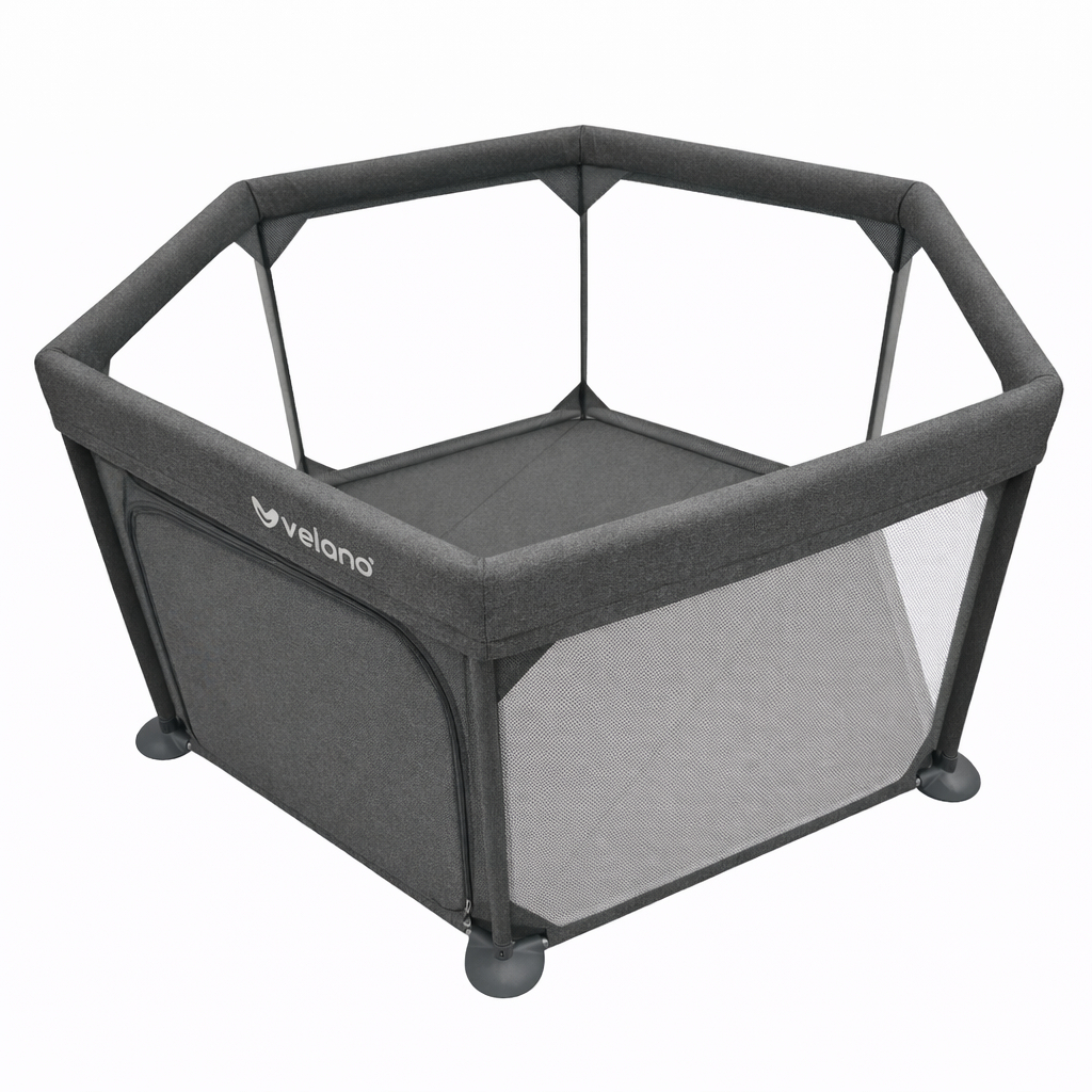 Дитячий манеж Velano шестикутний Star, grey (46162)