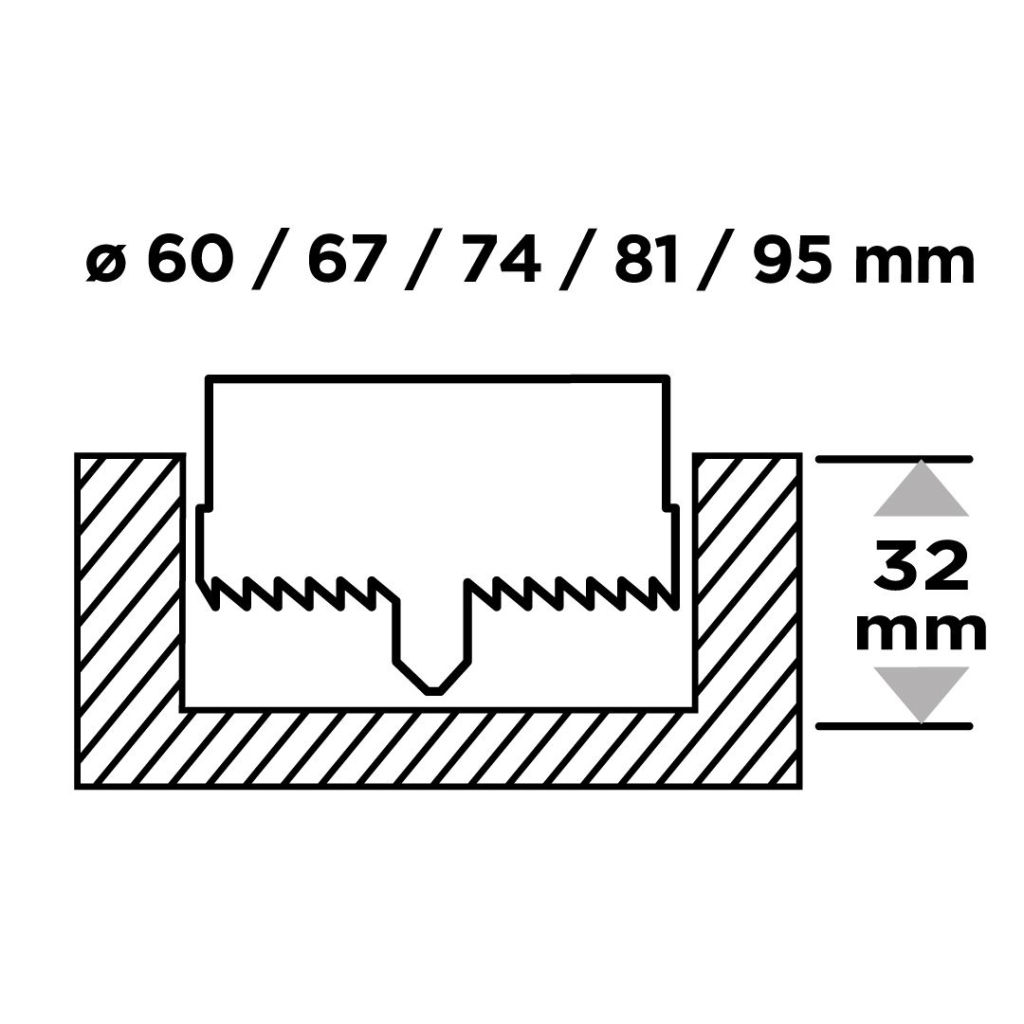 Коронка Graphite по дереву, 60,67,74,81,95мм, 5шт (56T746)