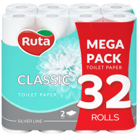 Toilet paper Ruta Classic 2 layers White 32 rolls (4820202892670)