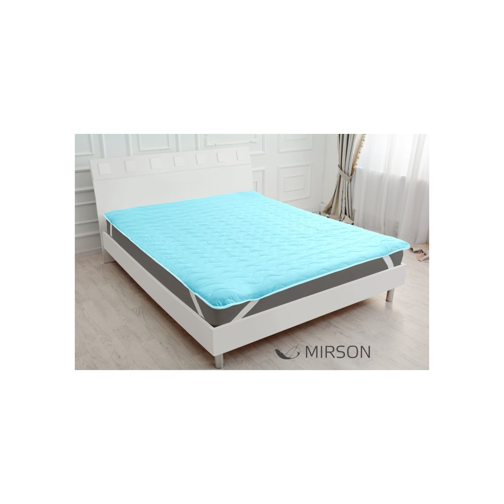 Наматрацник MirSon Eco Light №1713 EcoSilk Air-line на резинці по кутках Blue 140x190 см (2200002888486)