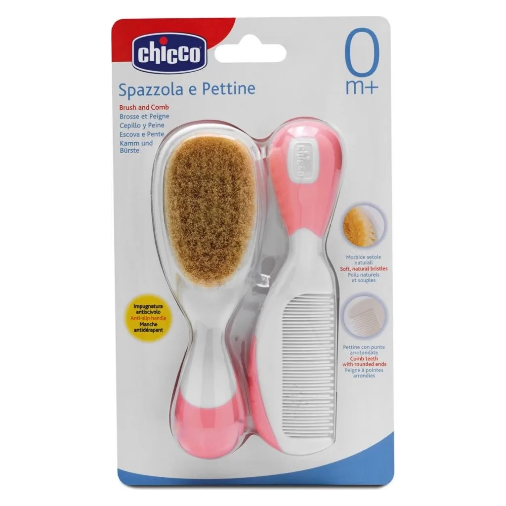 Набір для догляду за дитиною Chicco гребінець і щіточка 0+ міс. рожевий (06569.10)