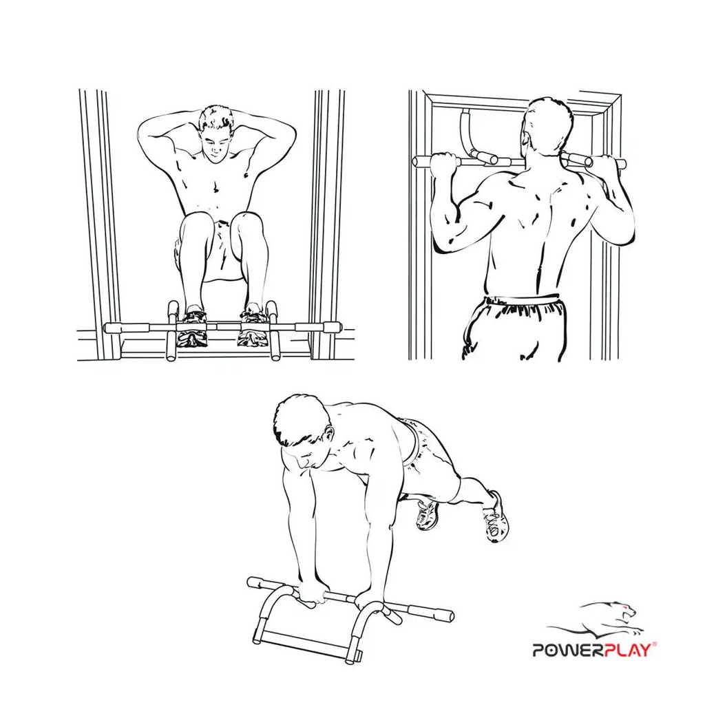 Турнік PowerPlay 4129 Pull Up Pro Black дверний багатофункціональний (PP_4129)