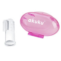 Akuku Silicone Children's Toothbrush, Gum Massager, Pink (A0265)