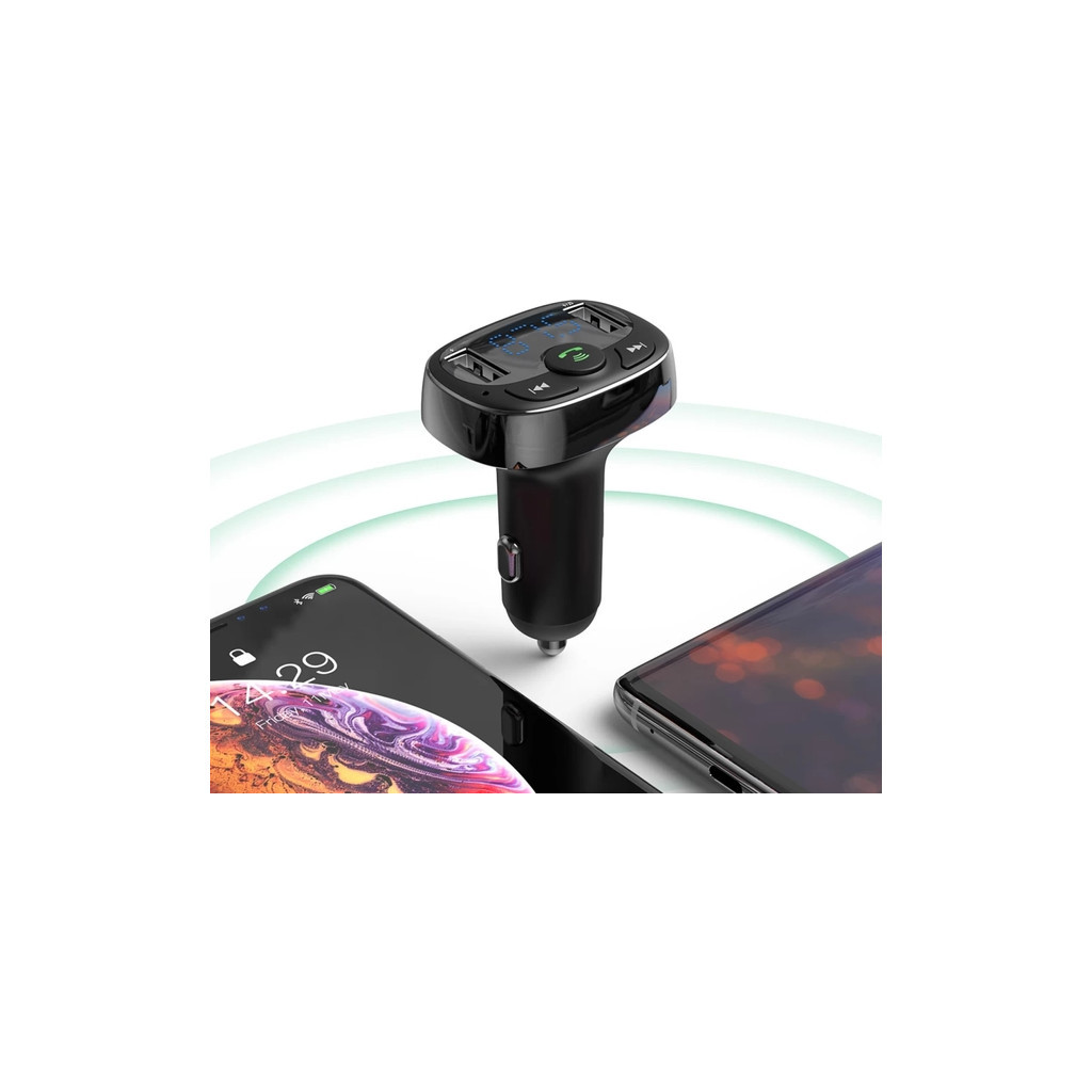 FM модулятор Baseus T Shaped S-09A 2 х USB Type-A, microSD Black (CCMT000001)