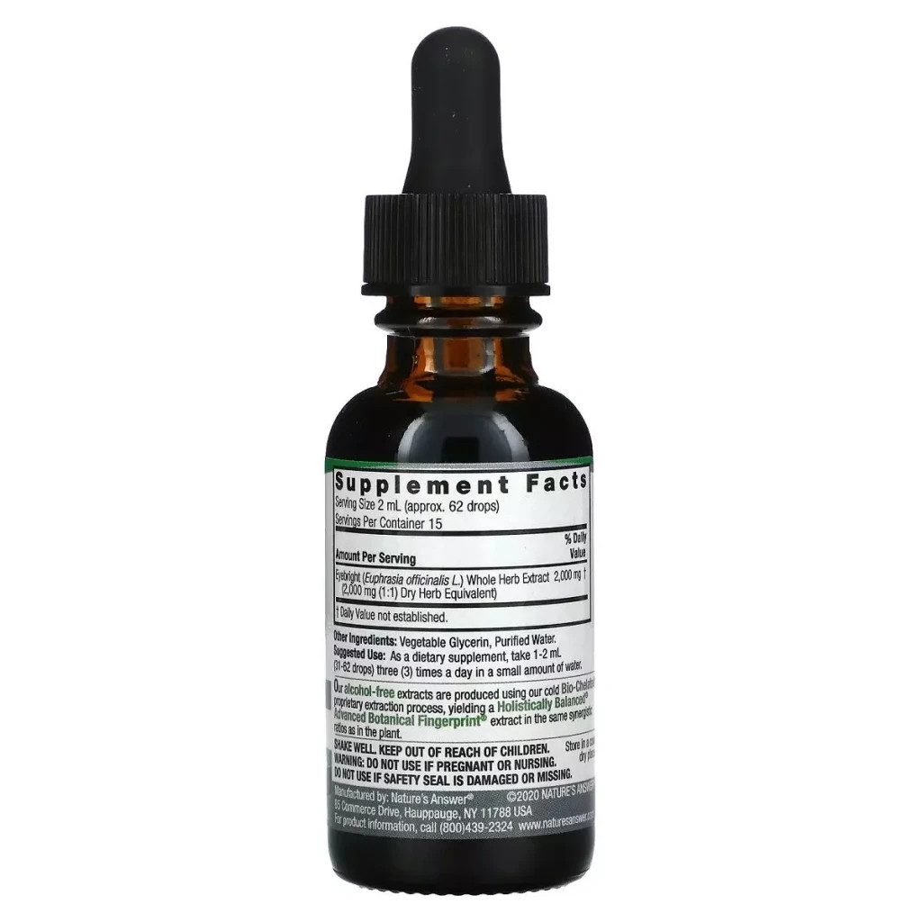 Трави Nature's Answer Очанка для очей, екстракт без спирту, 2000 мг, Eyebright Herb, Fluid (NTA-00614)