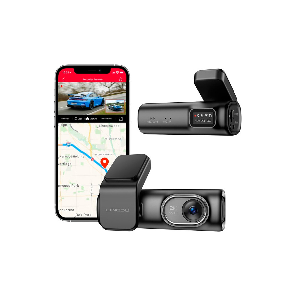 Відеореєстратор LINGDU Dash Cam D200 + Micro SD 64GB (D200)