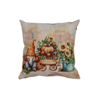 Pillowcase Provence tapestry decorative Pumpkin gnomes with a cart 45x45 (036216)