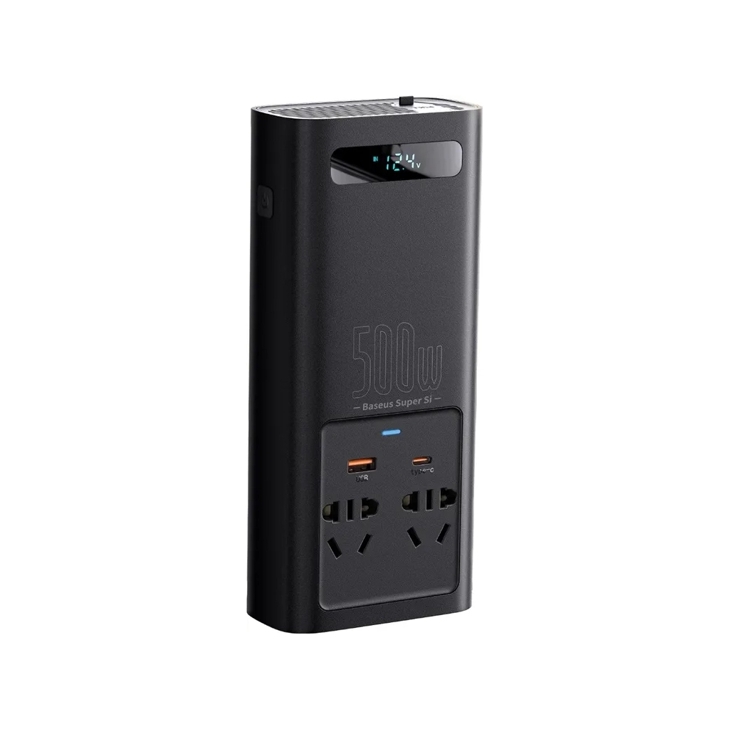 Автомобільний інвертор 12V/220V 500W Super Si Power Inverter CN/EU Black Baseus (CGNB000101)