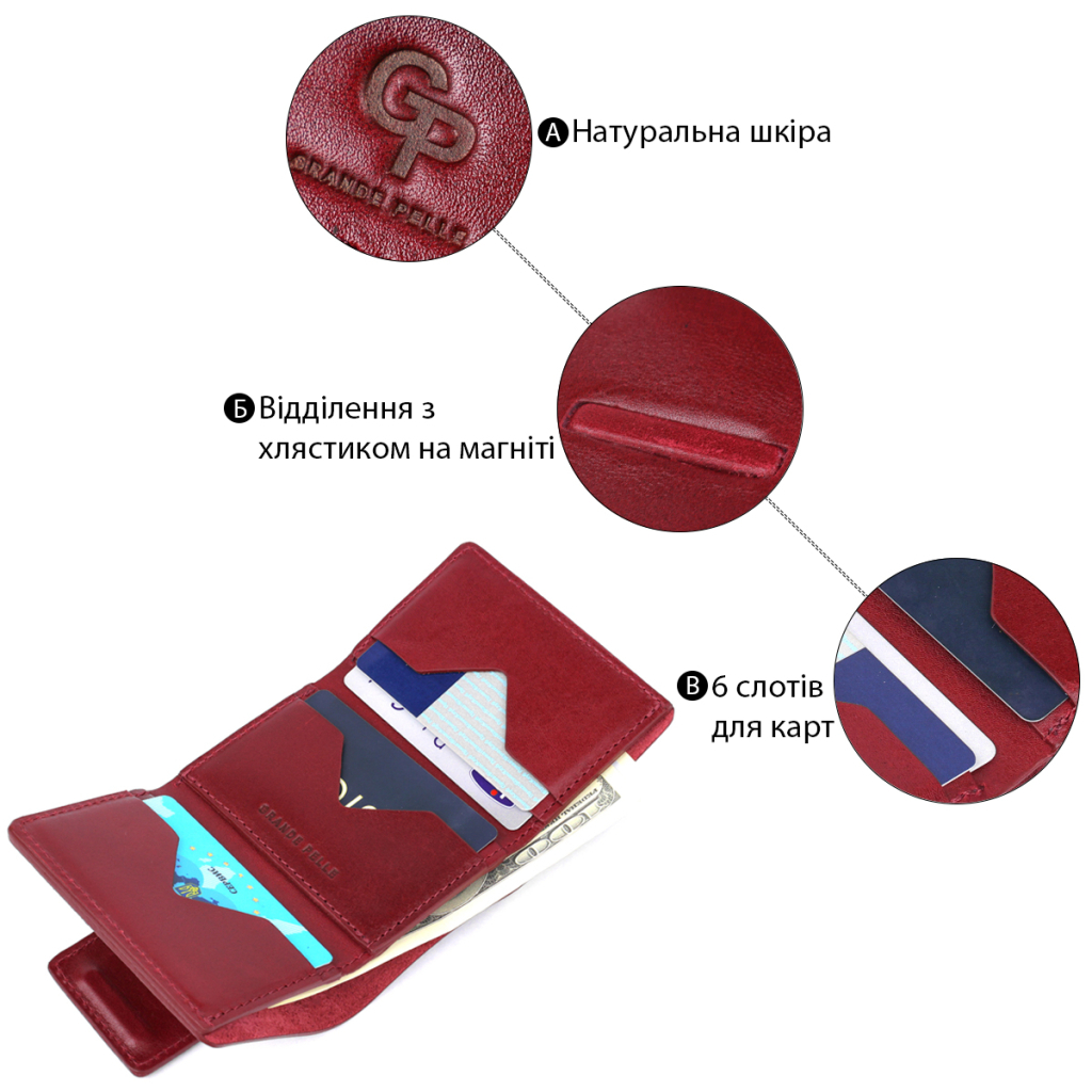 Портмоне Grande Pelle Бордове (11574)