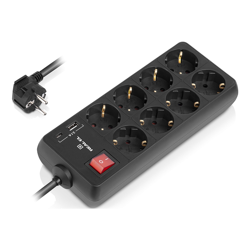 Мережевий подовжувач REAL-EL RS-PROTECT 805 5m, black (EL122300043)