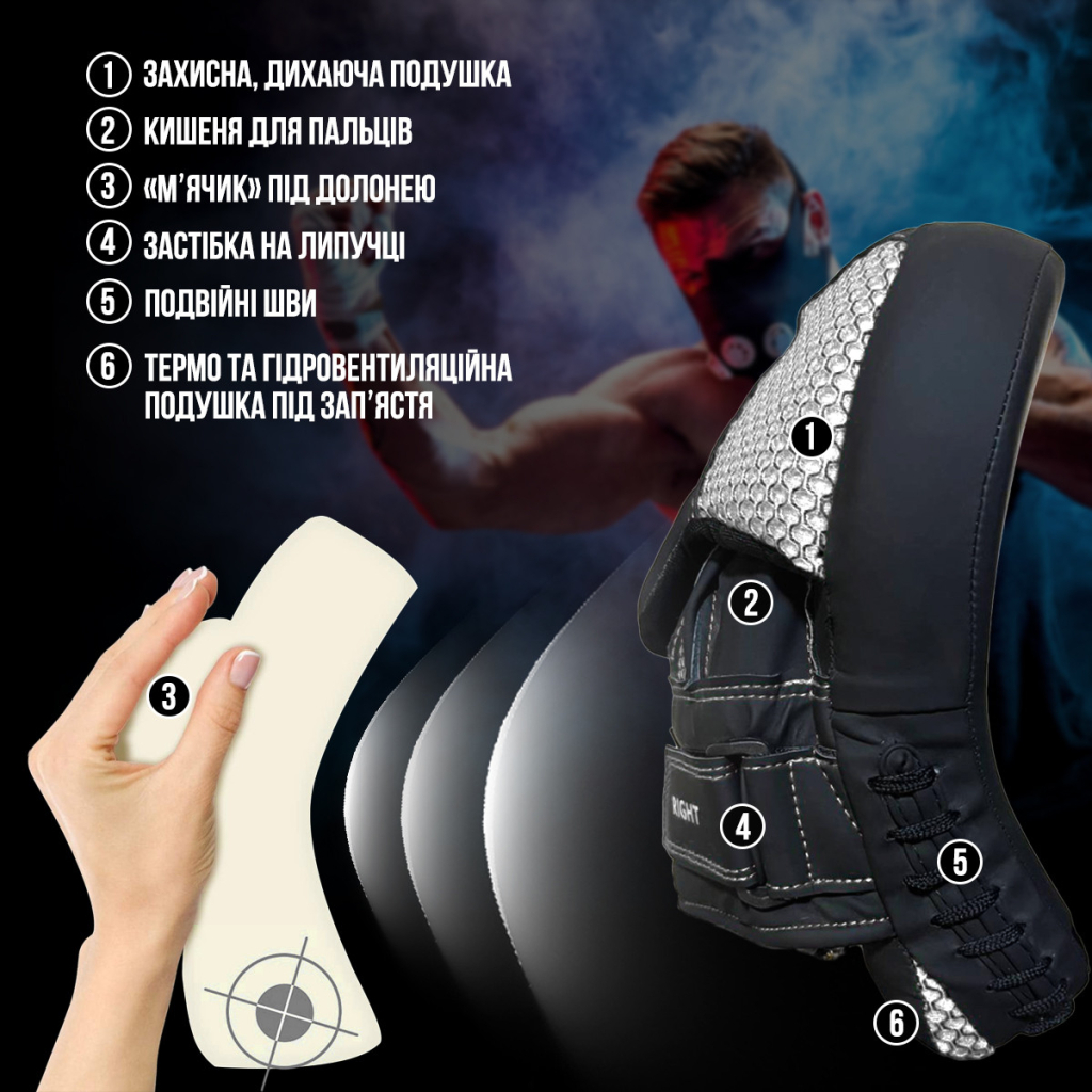 Лапи боксерські PowerPlay 3044 Pro Carbon Ultra Series Чорно-Білі (PP_3044_Bl/White)